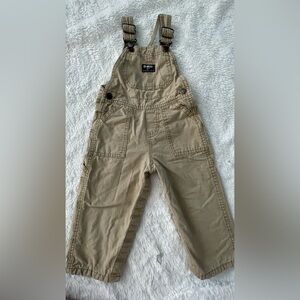OSHKOSH B’Gosh Toddler Boy Cargo Tan Overalls Pants Size 24M